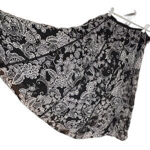 Vintage 2X Black Ivory Floral Paisley Swing Skirt Made In India Boho Midi-READ